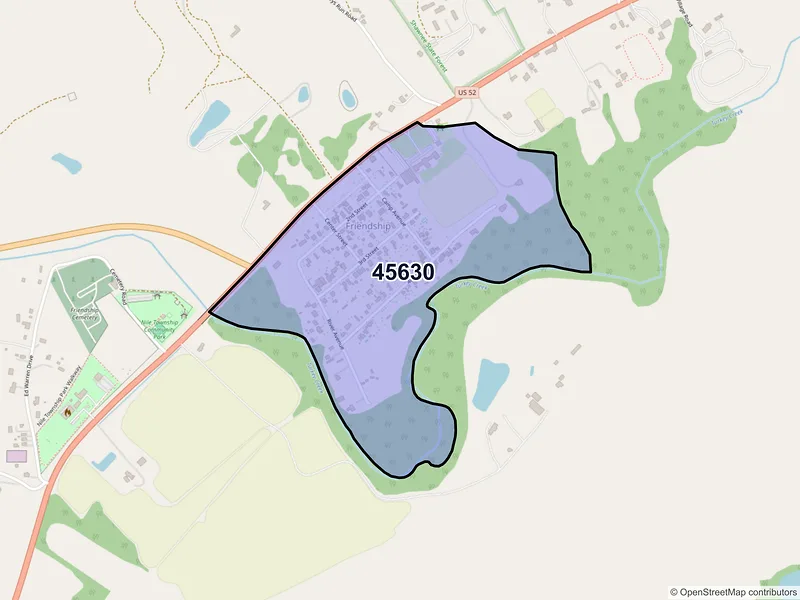 Map of Friendship, Ohio and ZIP codes