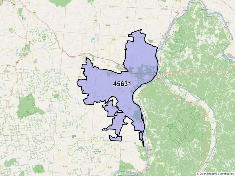 Map of ZIP Code 45631 — Gallipolis, OH
