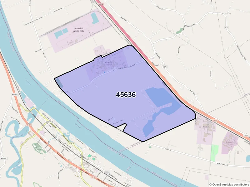 Map of Haverhill, Ohio and ZIP codes