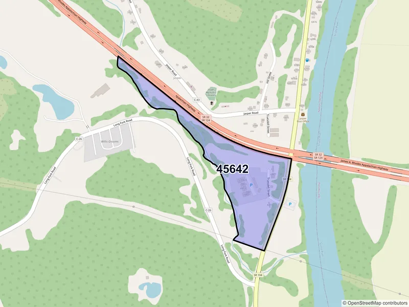 Map of Jasper, Ohio and ZIP codes