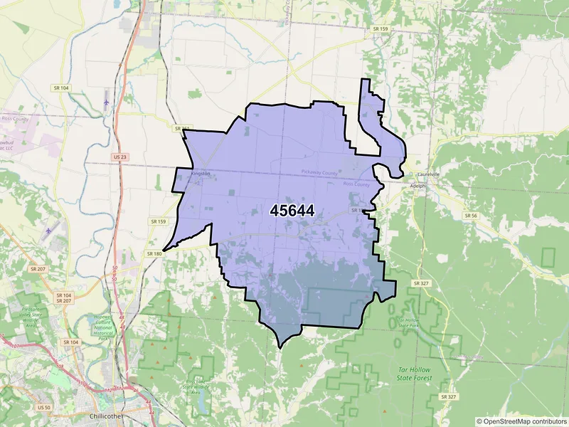 Map of ZIP Code 45644 — Kingston, OH