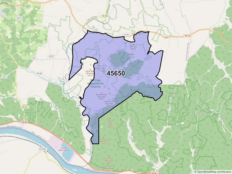 Map of Lynx, Ohio and ZIP codes