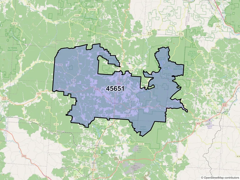 Map of Mc Arthur, Ohio and ZIP codes