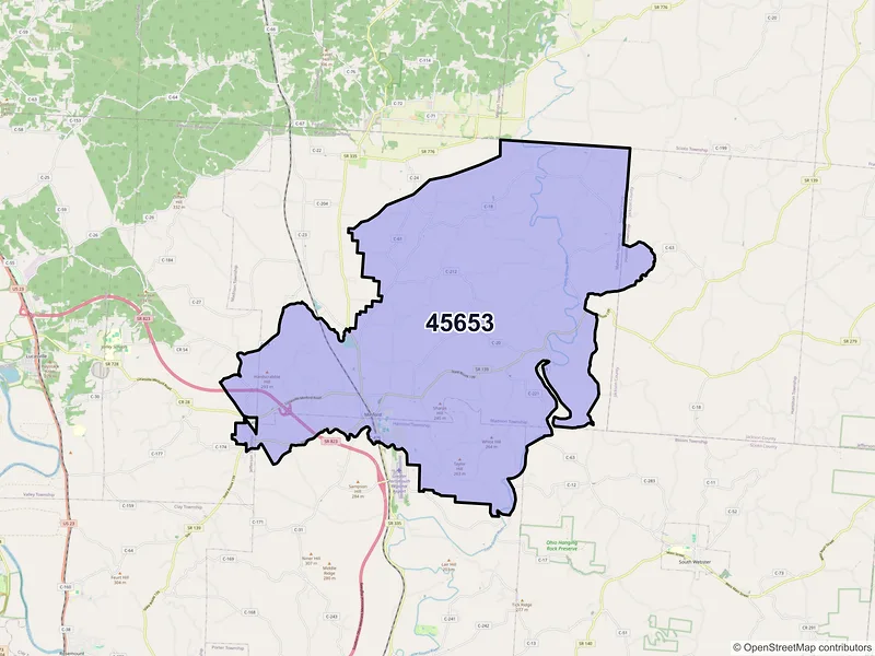 Map of ZIP Code 45653 — Minford, OH