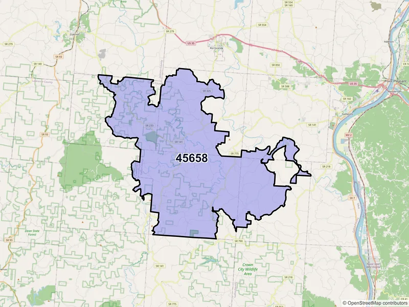 Map of ZIP Code 45658 — Patriot, OH
