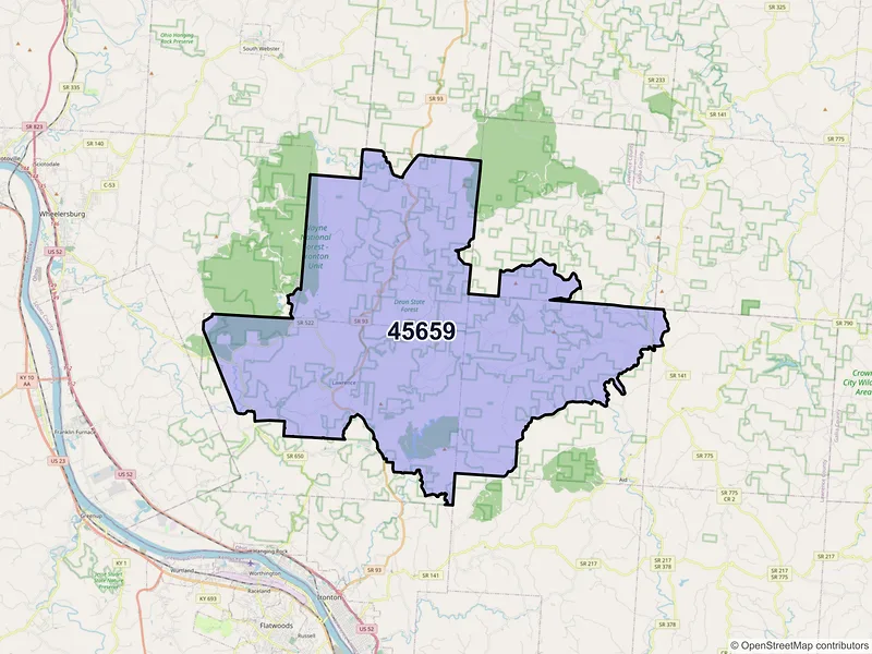 Map of ZIP Code 45659 — Pedro, OH