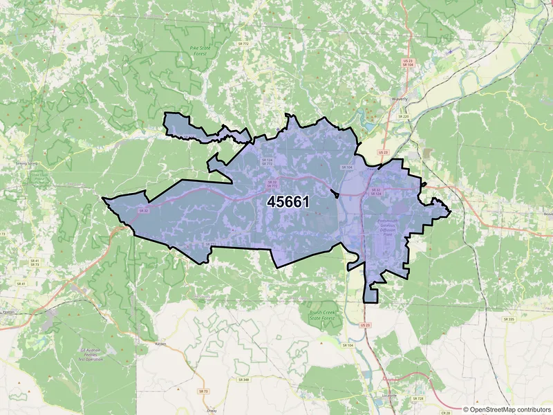 Map of Piketon, Ohio and ZIP codes