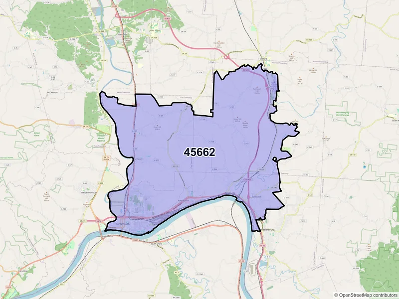 Map of ZIP Code 45662 — Portsmouth, OH