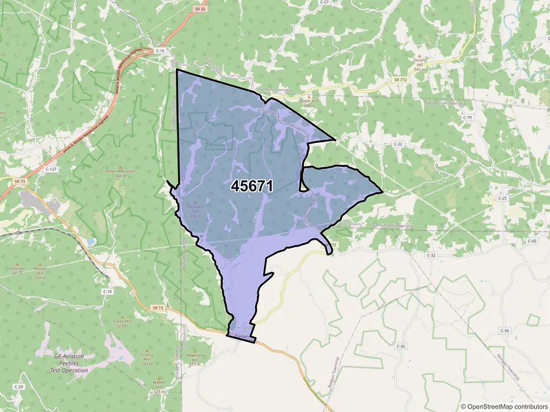 Map of ZIP Code 45671 — Rarden, OH