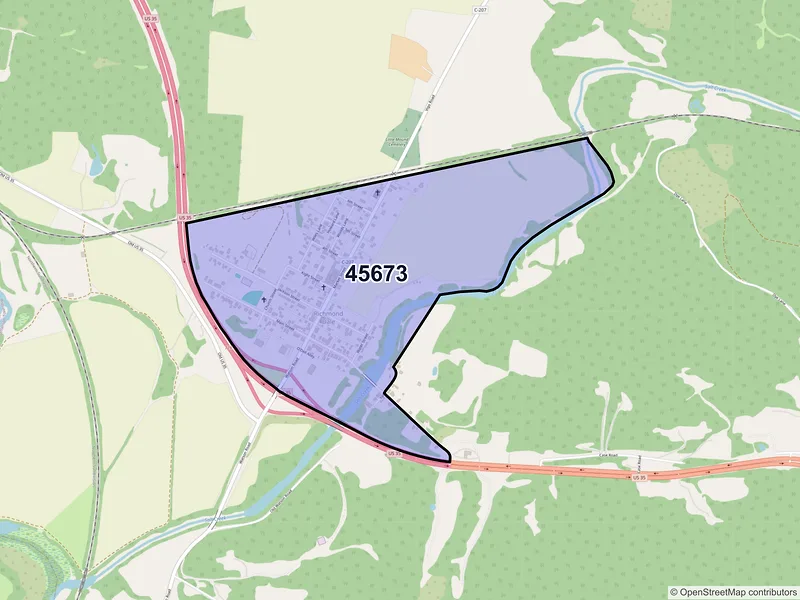 Map of ZIP Code 45673 — Richmond Dale, OH