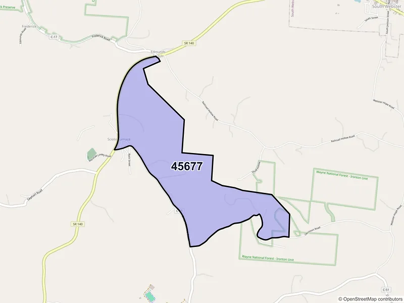 Map of Scioto Furnace, Ohio and ZIP codes