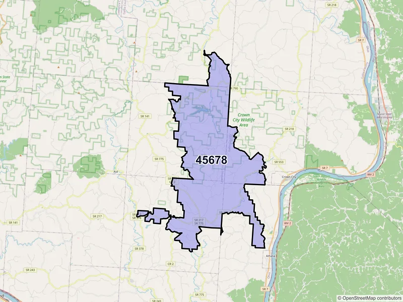 Map of ZIP Code 45678 — Scottown, OH