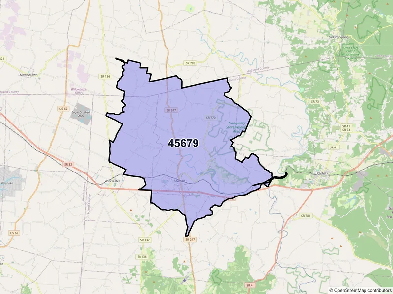 Map of ZIP Code 45679 — Seaman, OH