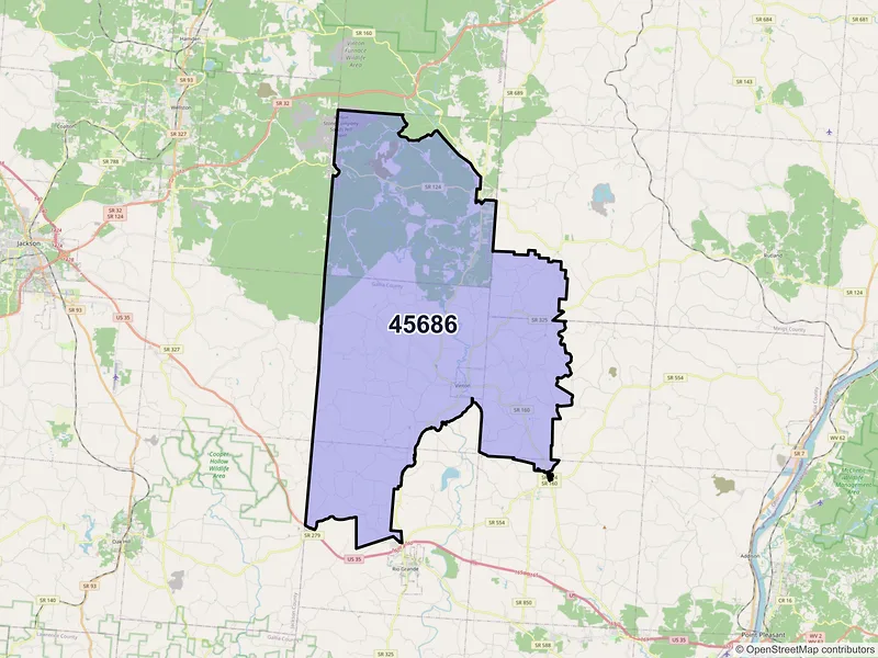 Map of ZIP Code 45686 — Vinton, OH
