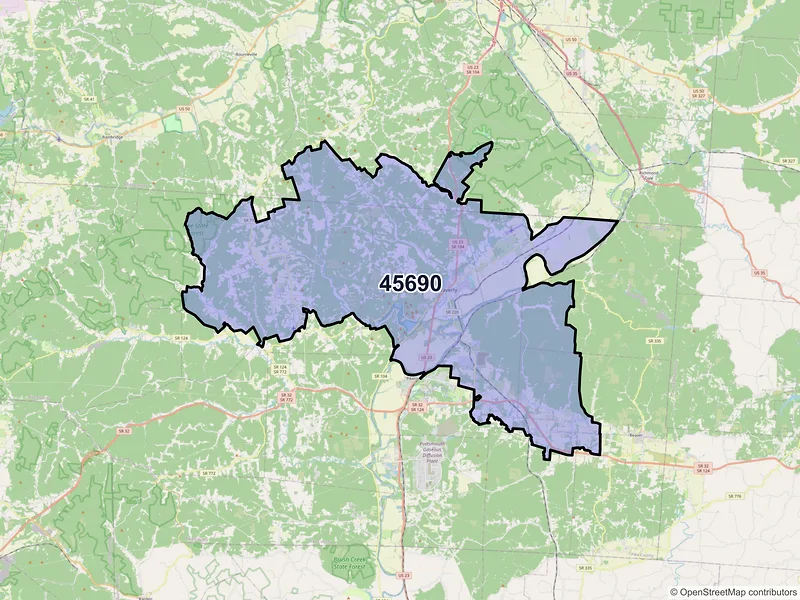 Map of ZIP Code 45690 — Waverly, OH