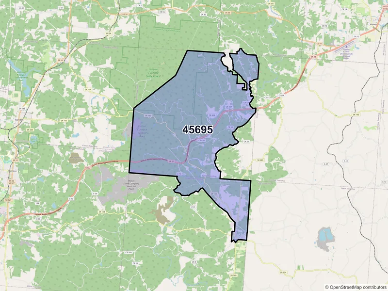 Map of ZIP Code 45695 — Wilkesville, OH