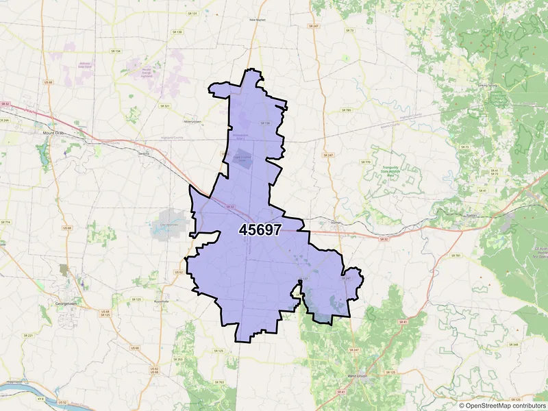 Map of ZIP Code 45697 — Winchester, OH