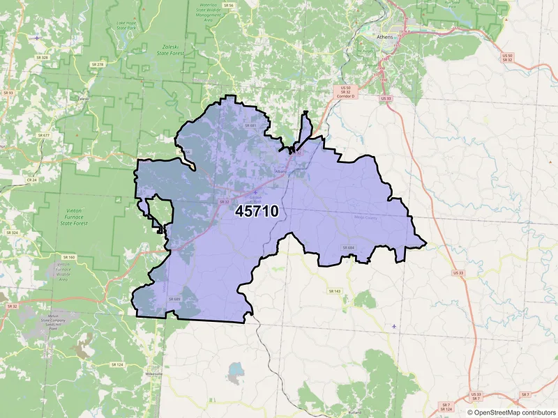 Map of ZIP Code 45710 — Albany, OH