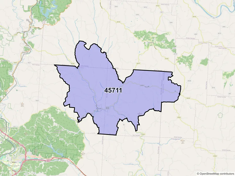 Map of ZIP Code 45711 — Amesville, OH