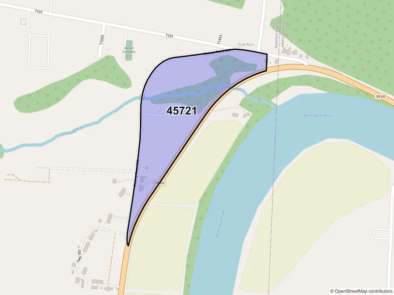 Map of ZIP Code 45721 — Coal Run, OH