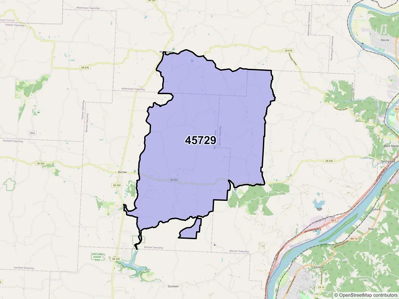 Map of Fleming, Ohio and ZIP codes