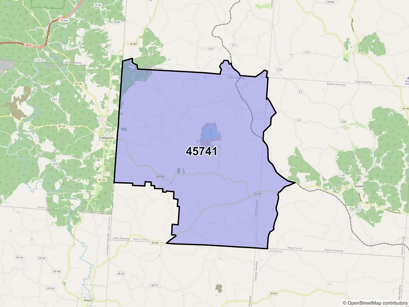 Map of ZIP Code 45741 — Langsville, OH
