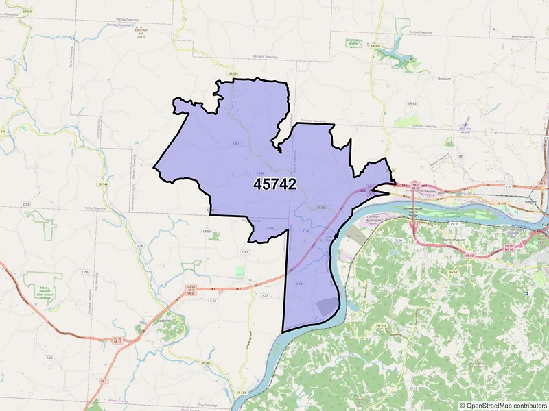 Map of ZIP Code 45742 — Little Hocking, OH