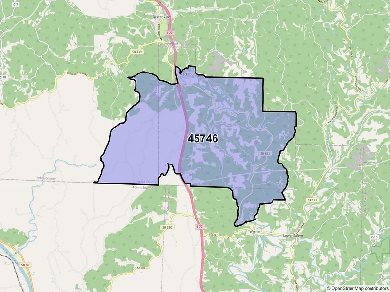Map of ZIP Code 45746 — Macksburg, OH