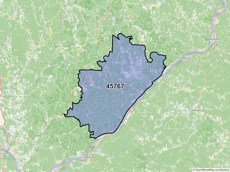 Map of ZIP Code 45767 — New Matamoras, OH