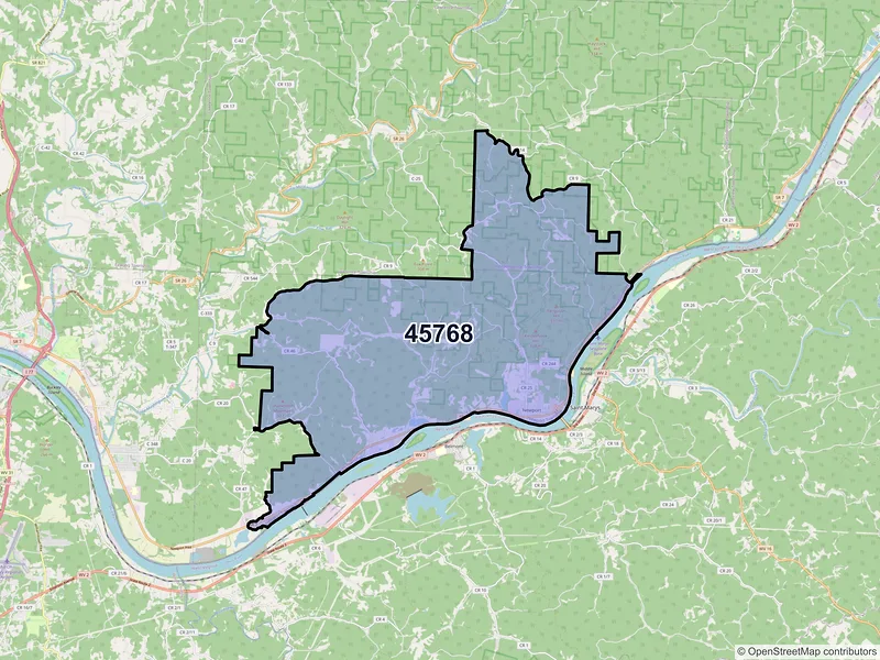 Map of ZIP Code 45768 — Newport, OH