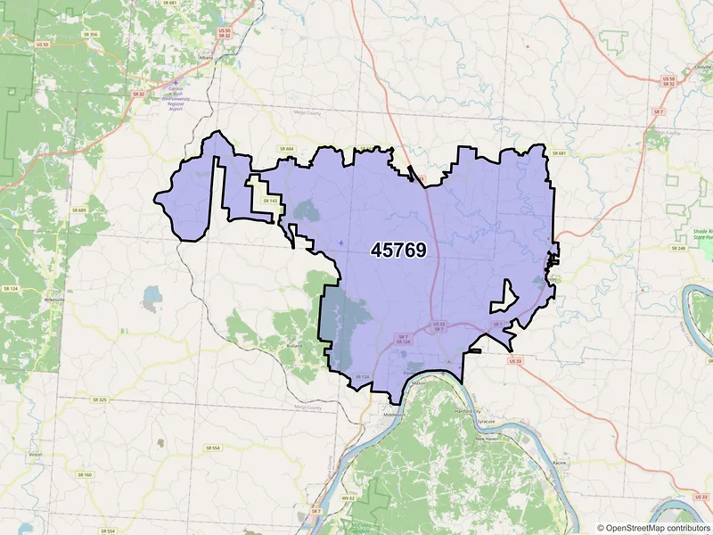 Map of ZIP Code 45769 — Pomeroy, OH