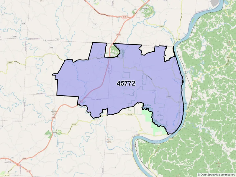 Map of ZIP Code 45772 — Reedsville, OH