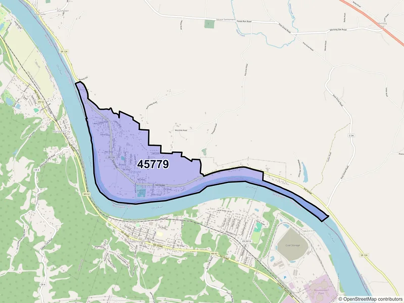 Map of Syracuse, Ohio and ZIP codes