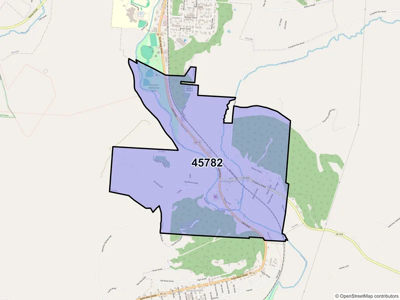 Map of Trimble, Ohio and ZIP codes