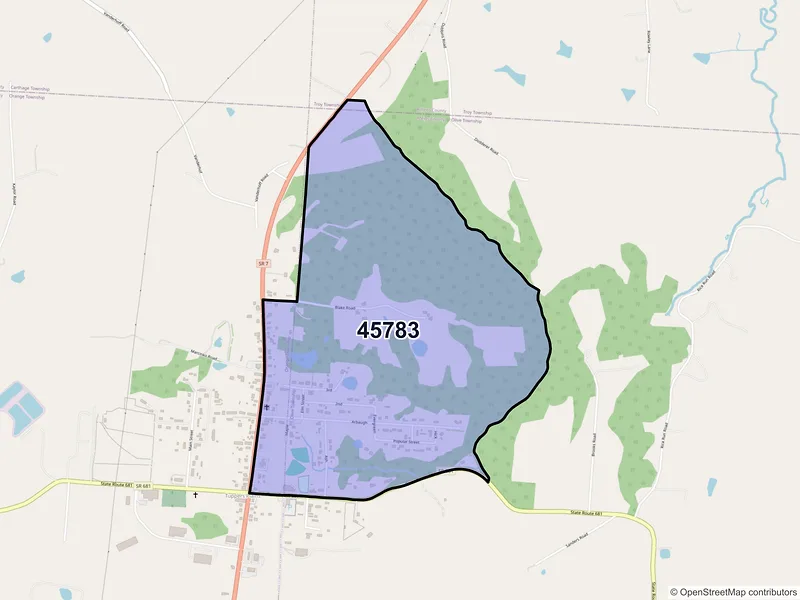 Map of Tuppers Plains, Ohio and ZIP codes