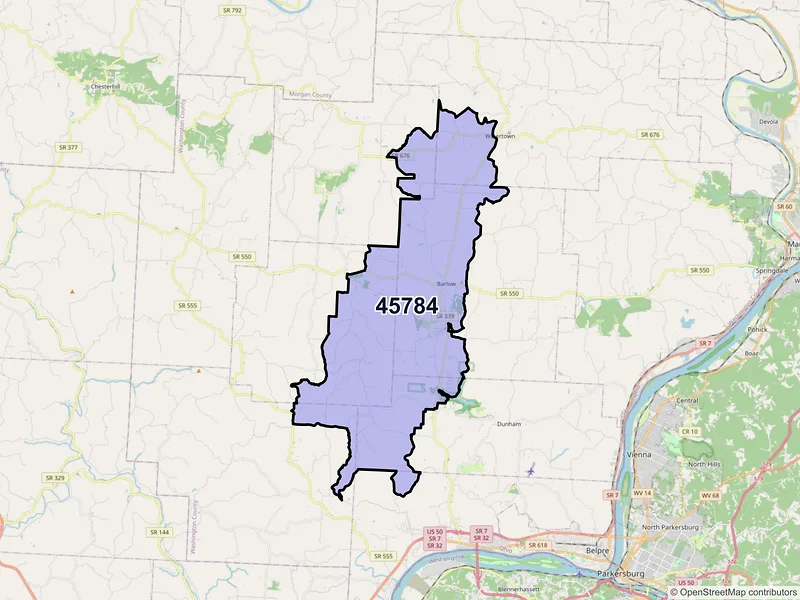 Map of ZIP Code 45784 — Vincent, OH