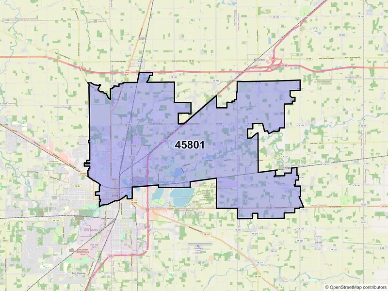 Map of ZIP Code 45801 — Lima, OH
