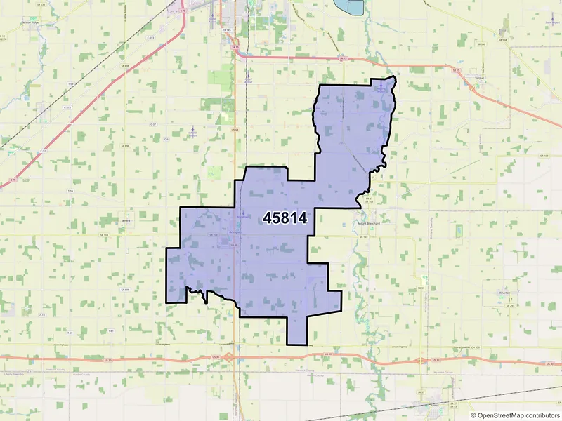 Map of ZIP Code 45814 — Arlington, OH