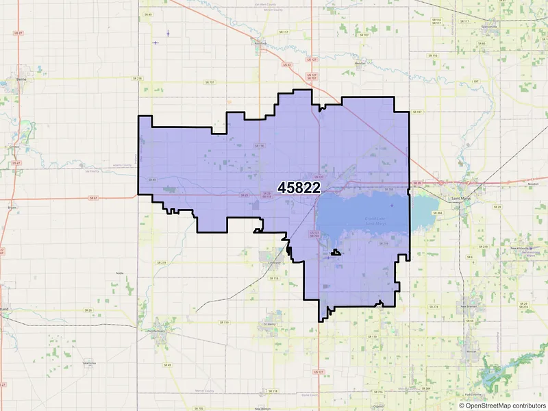 Map of ZIP Code 45822 — Celina, OH
