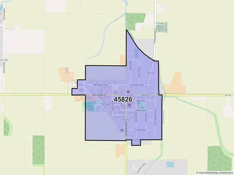 Map of Chickasaw, Ohio and ZIP codes