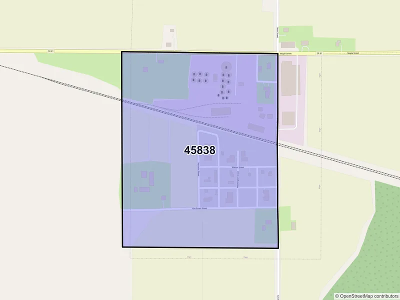Map of Elgin, Ohio and ZIP codes
