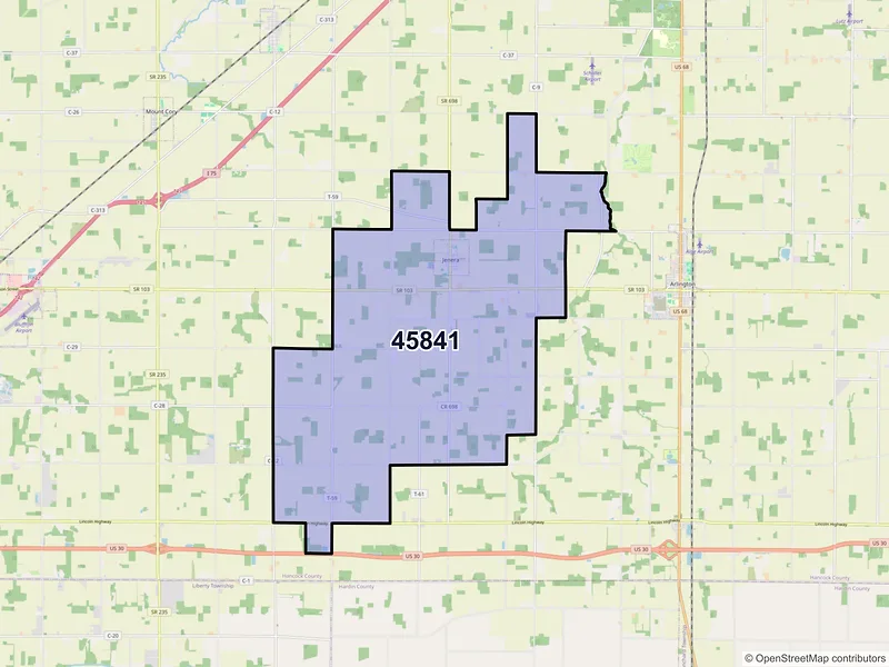 Map of ZIP Code 45841 — Jenera, OH