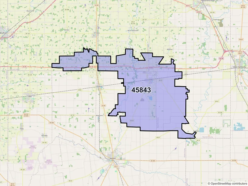 Map of Forest, Ohio and ZIP codes