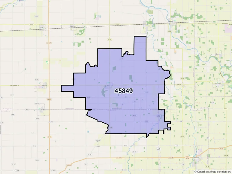 Map of ZIP Code 45849 — Grover Hill, OH