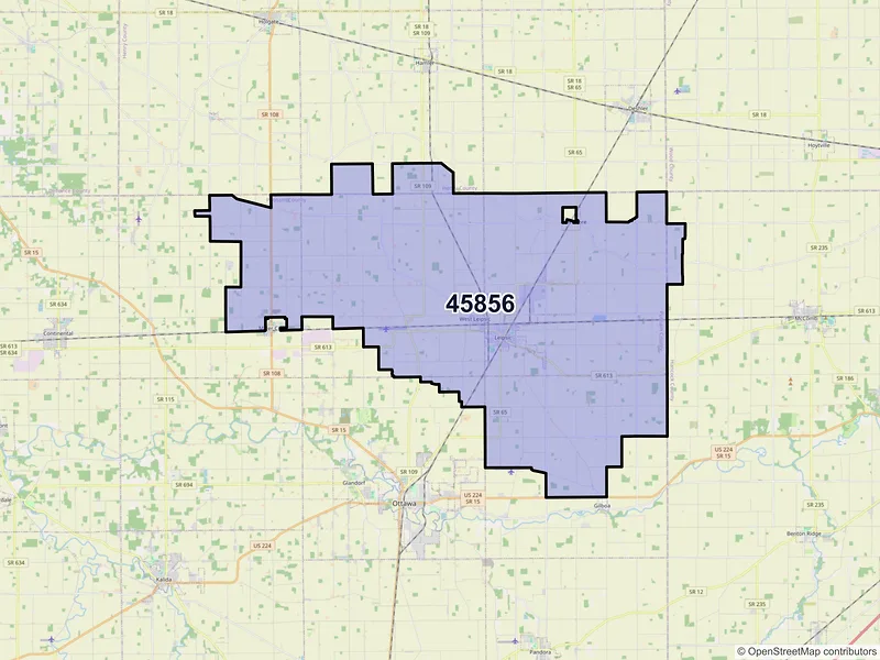 Map of ZIP Code 45856 — Leipsic, OH