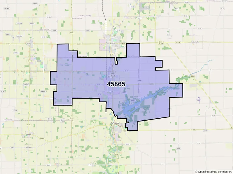 Map of ZIP Code 45865 — Minster, OH