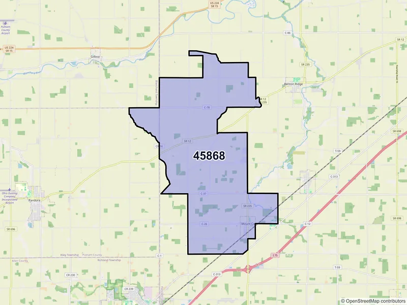 Map of ZIP Code 45868 — Mount Cory, OH