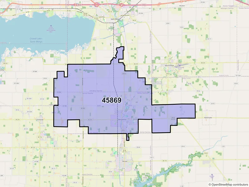 Map of New Bremen, Ohio and ZIP codes