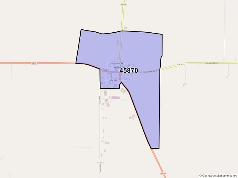 Map of New Hampshire, Ohio and ZIP codes