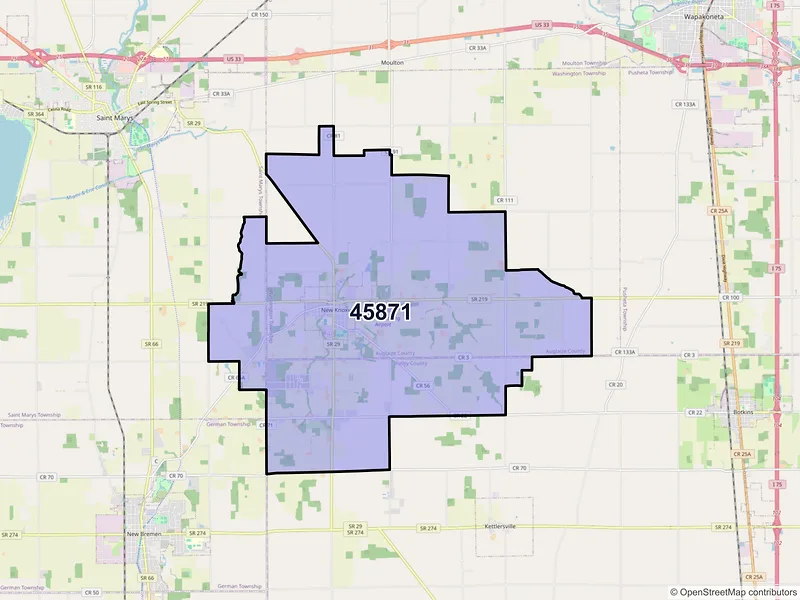Map of ZIP Code 45871 — New Knoxville, OH